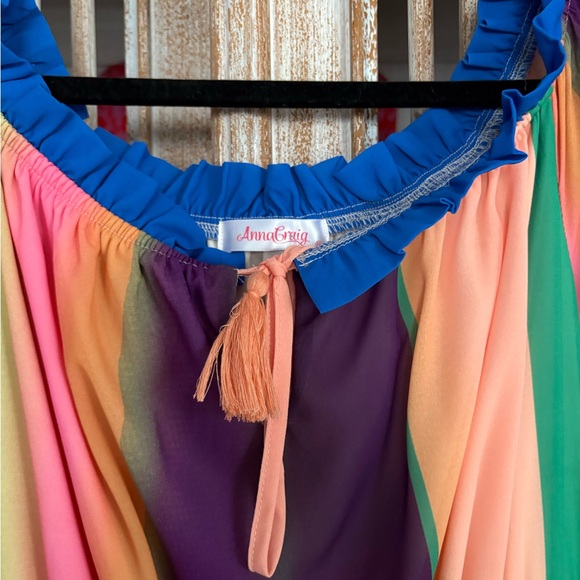 Multicolor Off-Shoulder Boho Maxi Dress Boutique - Picture 6 of 9